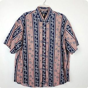 Gant Salty Dog Button Front Short Sleeve Patriotic Shirt, Red White Blue, 3X